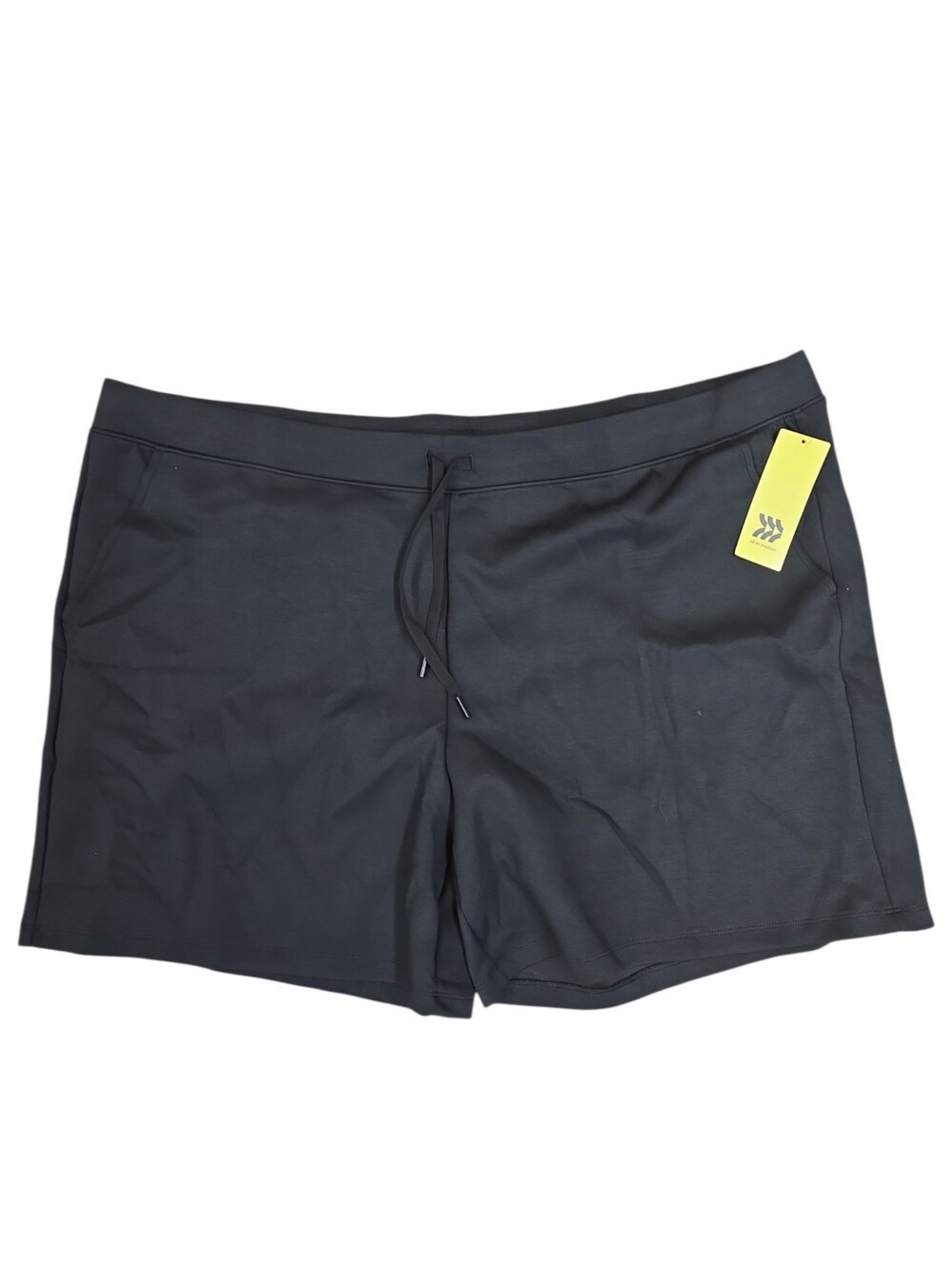 All in Motion Sleek Spacer Shorts Black 3XL Drawstring Zip Pocket NWT